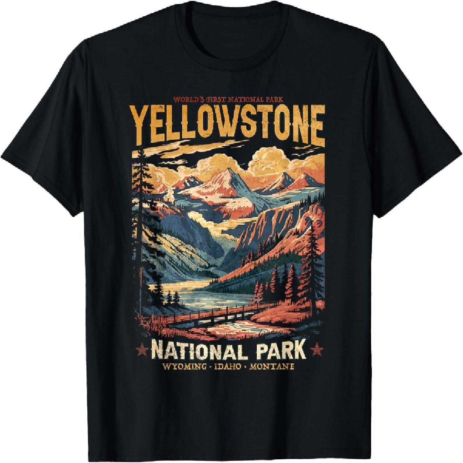 Yellowstone National Park Vintage Hiking T-Shirt S