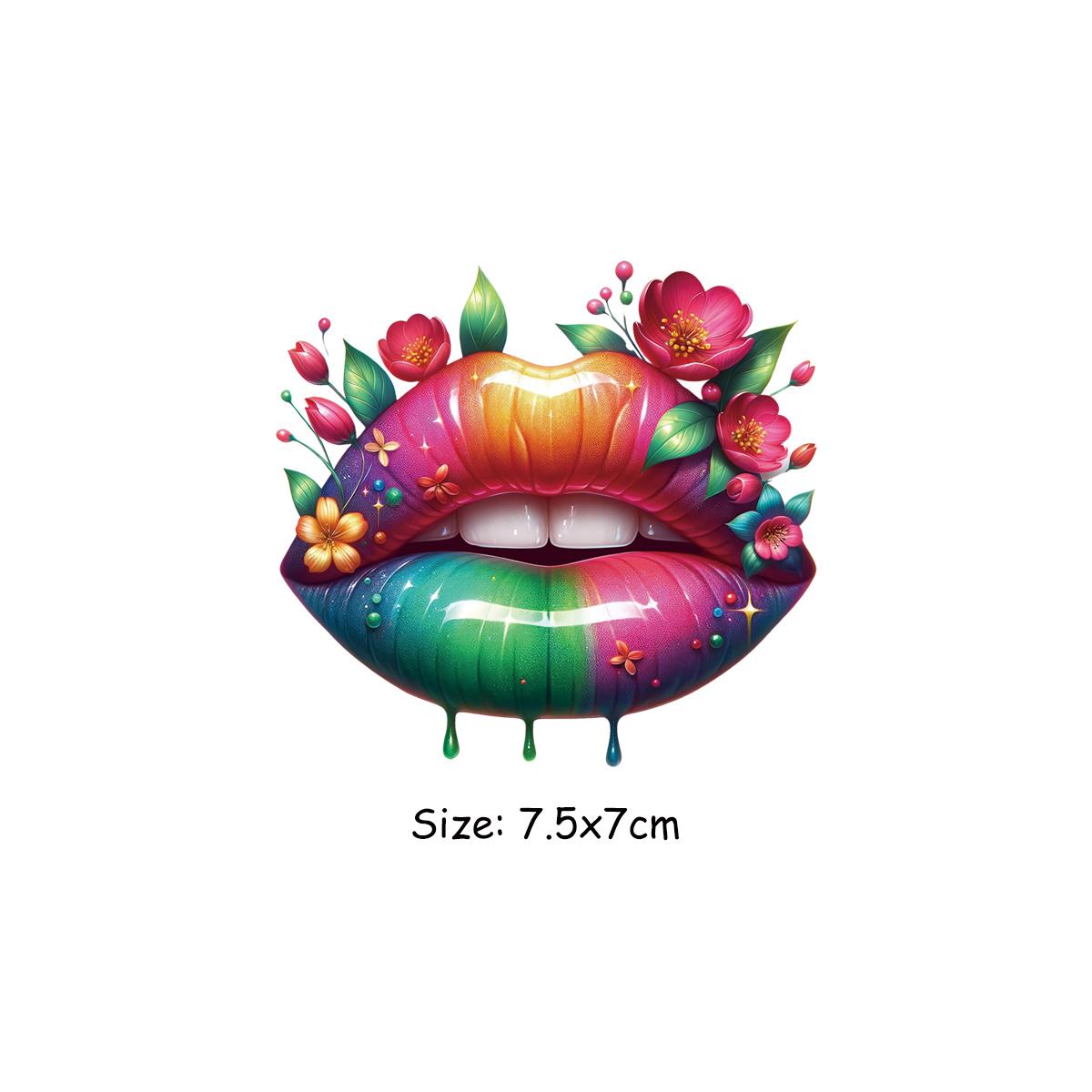 

Красивые цветочные губы, термопередача для женских платьев, аксессуары для одежды, сделай сам, теплопередача, новая одежда, наклейки