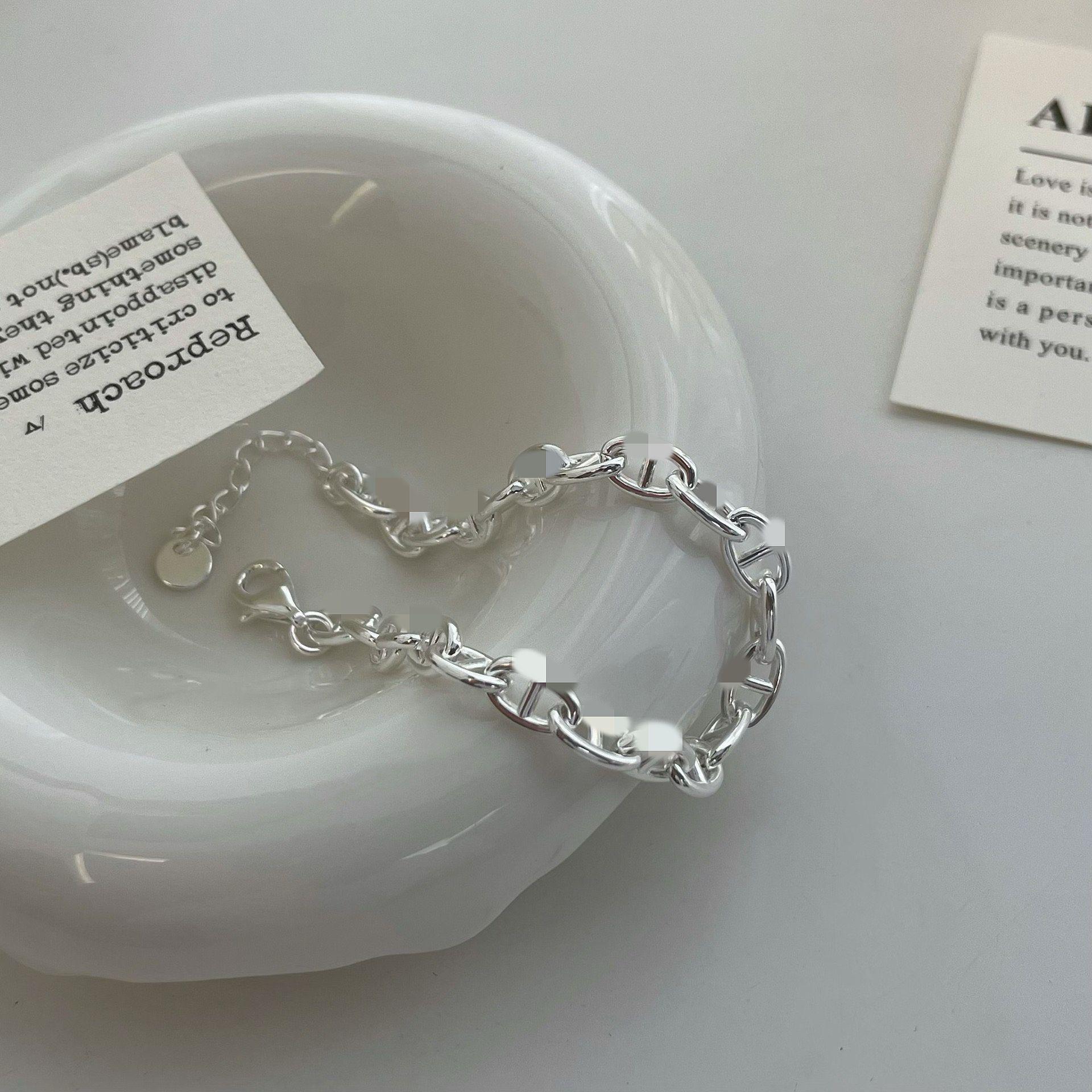 

Минималистичный набор из колье и браслета из стерлингового серебра 925 пробы с индустриальным дизайном цепочки для ключиц