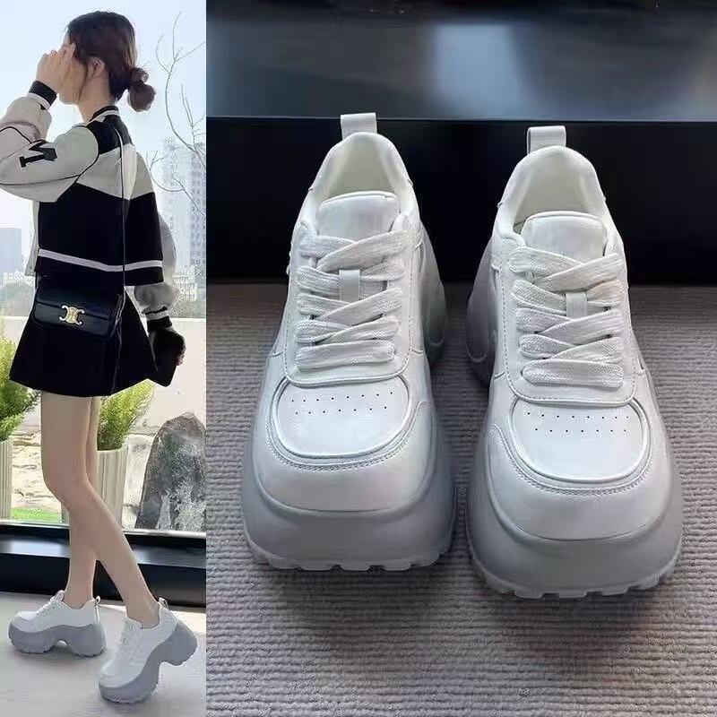 Small Man Thick-soled Heightening Father Shoes Women's Autumn New Lace-up Muffin Shoes Casual Sports Board Shoes