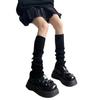 Length Wool Knitted Leg Warmers White Black Lolita Foot Cover Legging Winter Crochet Boot Cuffs Stockings Long Socks