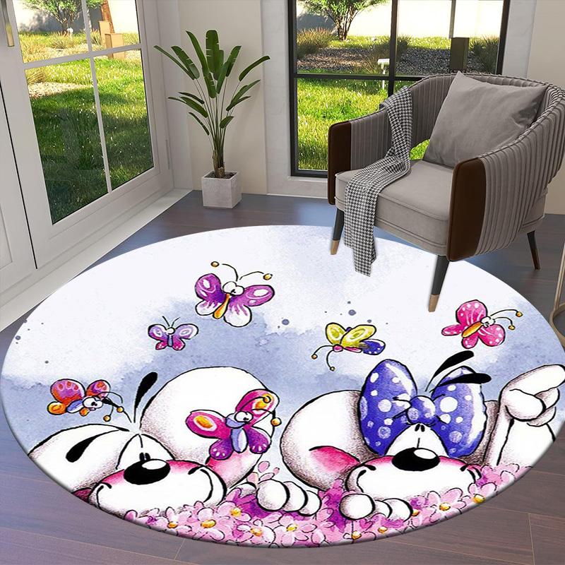 Diddl Round Area Rug,Carpet Rug for Living Room Bedroom Sofa Playroom Decor,Non-slip Floor Mat