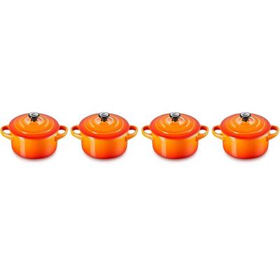 Set of Mini Cocottes Le Creuset, 4 Pieces, Red (79212100900100)