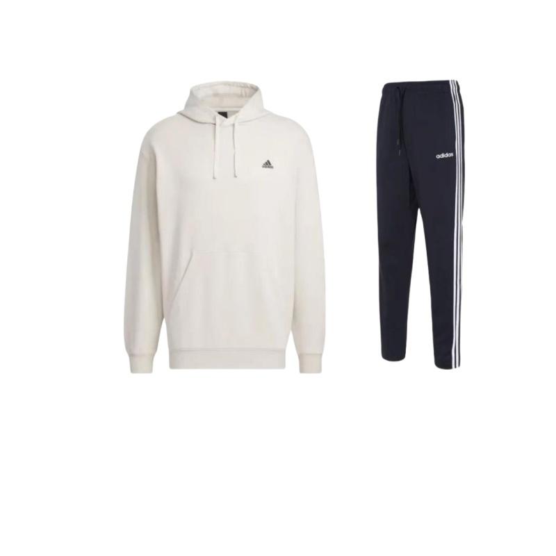 

Adidas Толстовка с капюшоном и длинным рукавом, модные полосатые брюки на шнурке, повседневный спортивный костюм, мужская толстовка DU0457+-IV7584 S
