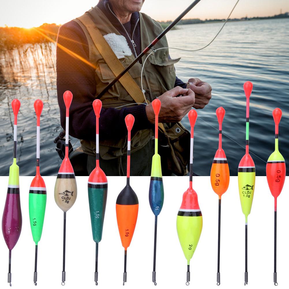 

10Pcs Portable Quality Balsa Wood Oval Shape Fishing Floats Bobbers Set Tackle Accessory
