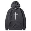 Men's Cross Graphic Hoodie - Black Casual Pullover Sweatshirt with Religious Symbol Print, Fashion Streetwear for Autumn/Winter