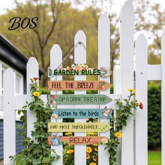 Weatherproof Porch Sign Garden Rules Hanging Sign, Spring Wooden Welcome Door for Front Patio Wall Art Door, Rustic Farmhouse Plaque Yard Gardening