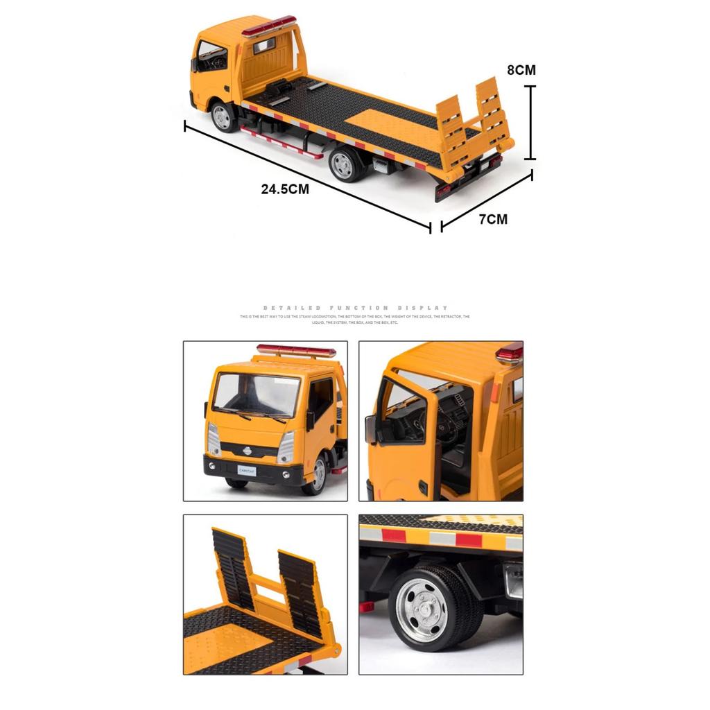 1/32 Nissan Traffic Road Rescue Wrecker Car Model Alloy Diecast Engineering Trailer Truck Model Simulation Sound Light Kids Gift