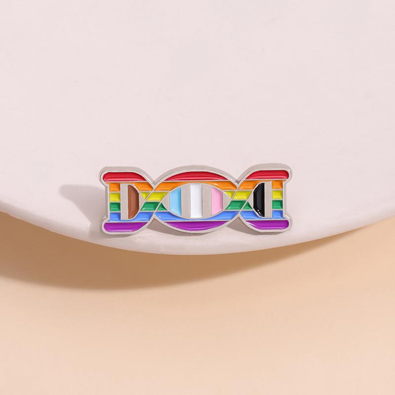 Cartoon Dna Creative Helix Metal Badge Colorful Genetic Chain Brooch For Accessories Fashion