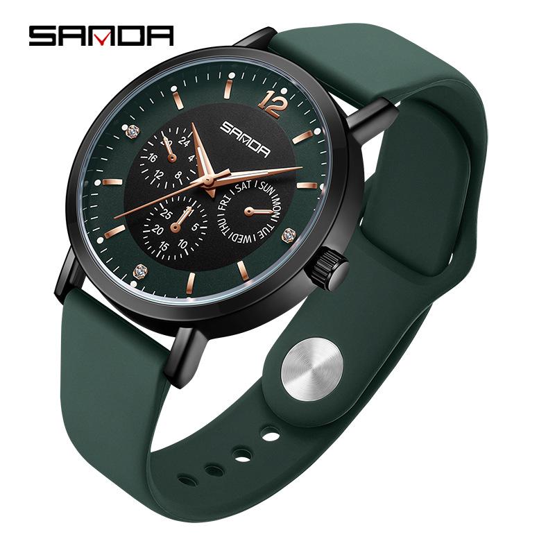 SANDA Unisex Korean Style Quartz Watches - Large Dial, High-End Ins Style