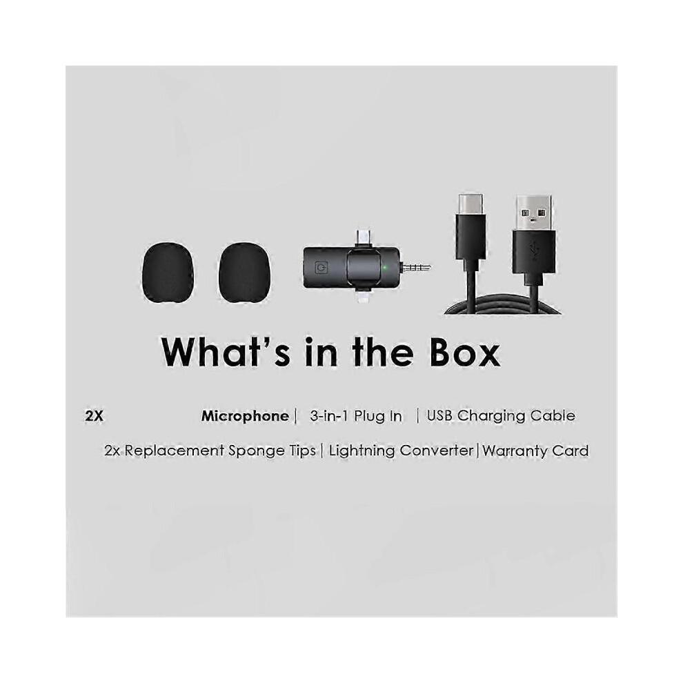 3 in 1 Wireless Lavalier Microphones compatible IPhone, Android, Camera, USB-C Microphone, Mini Micr