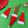 10Pcs Pulled Flannel Christmas Wine Bottle Covers Reusable Christmas Tableware Holder Bag  Xmas