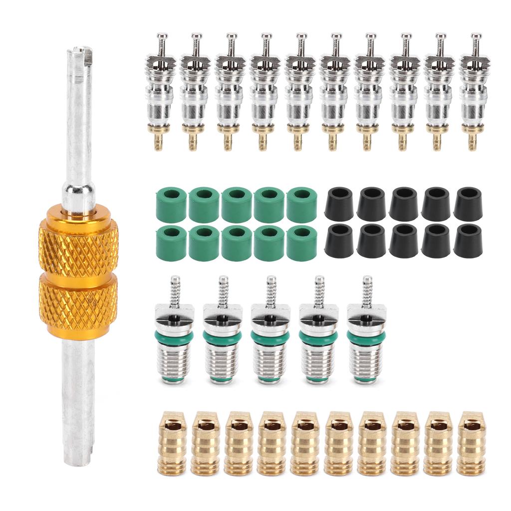 46PCS/Set Air Conditioner Valve Core Remover Tool A/C Repair Tool Gasket Set for R410/R22/R134a