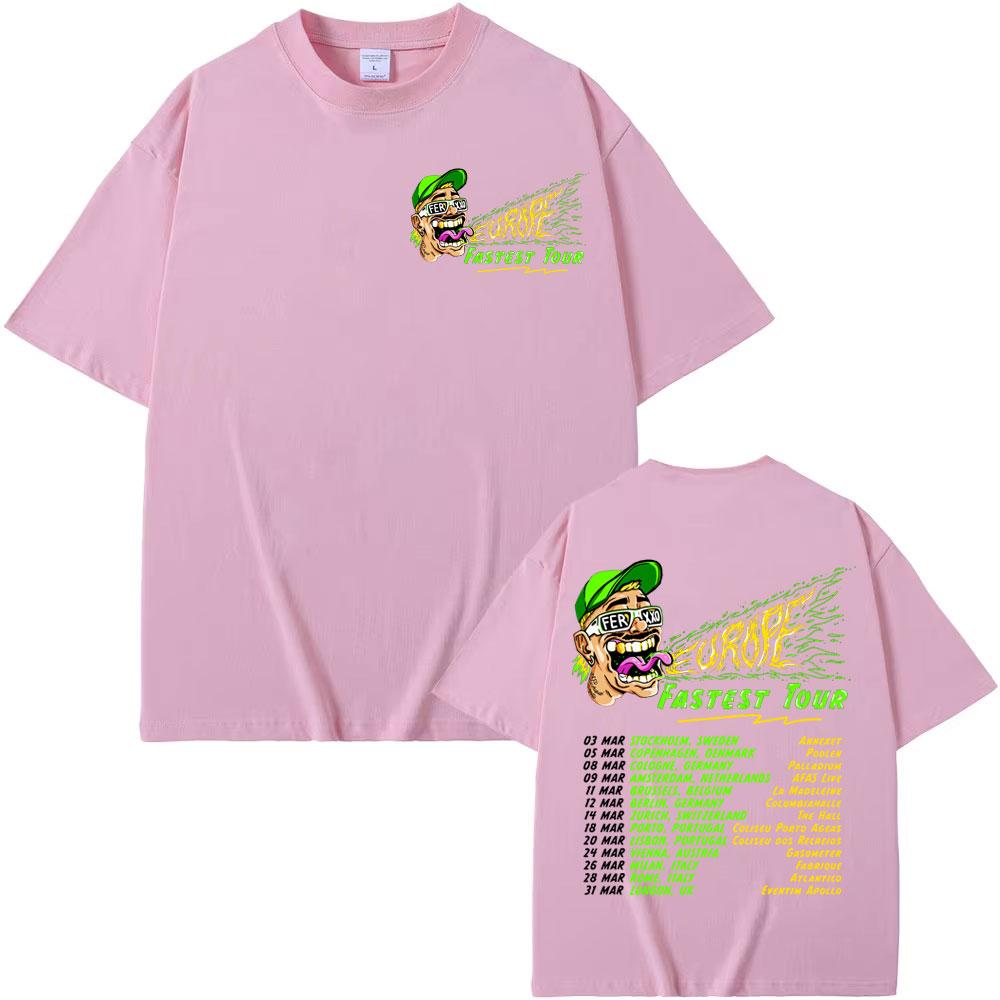 Rapper Feid Ferxxo Europe Fastest Tour 2025 Double Sided Print T Shirts Men Women Vintage Hip Hop High Quality Oversized T-shirt