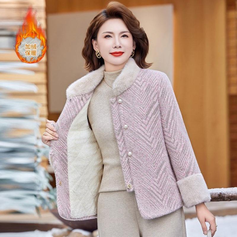 Middle-aged and old women's clothing mother jacket autumn and winter models, piled and thickened woolen jacket jacket autumn and winter models