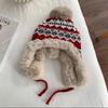 Wool hat female retro shows small face, winter plush thickened warm riding ear protection cold Lei Feng hat tide