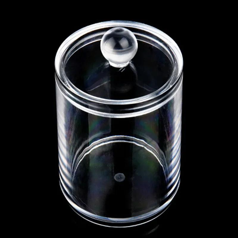 

Круглый органайзер для ватных дисков с крышкой. Прозрачная коробка для хранения тампонов для макияжа. Маленький пластиковый футляр для нити.