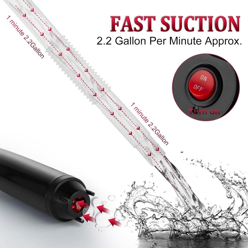 BOYISEN Battery Operated Liquid Transfer Pump - Electric Water Fuel Transfer Pump For Gasoline Diesel Oil, 2.2 Gallons Per Min, Battery Power Siphon