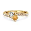 Citrin Weiße Akzente Doppelreihiger Umarmungsring - 925 Sterling Silber Gold Vermeil