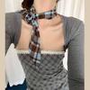 Wave Point Flower Silk Scarf Vintage Plaid Scarf Women's Spring New Collection Neck Strap Korean Small Scarf Decorative Muffler