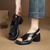 New Solid Color Roman Sandals Summer Women's High-heeled Sandals Casual Buckle Platform Non-slip Sandals Round Head Square Heel