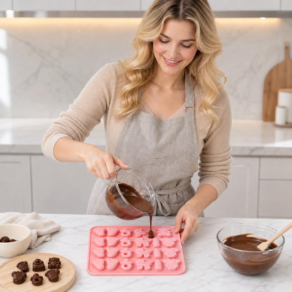 Silicone Baby-Themed Baking Mold Set for Cake Mousse Chocolate Candy Making Flexible Non-Stick Easy Release Baby Bottle Pacifier Shape Baking Tray