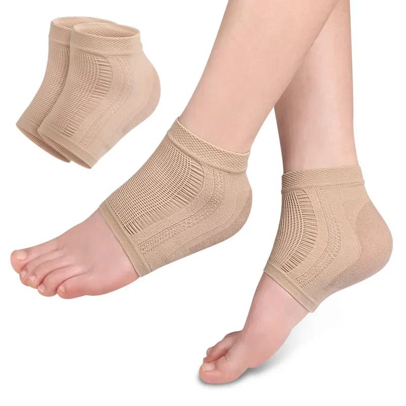 Breathable Mesh Silicone Heel Socks Foot Protector Moisturizing Half Socks for Dry Cracked Feet Anti Slip Heel Covers