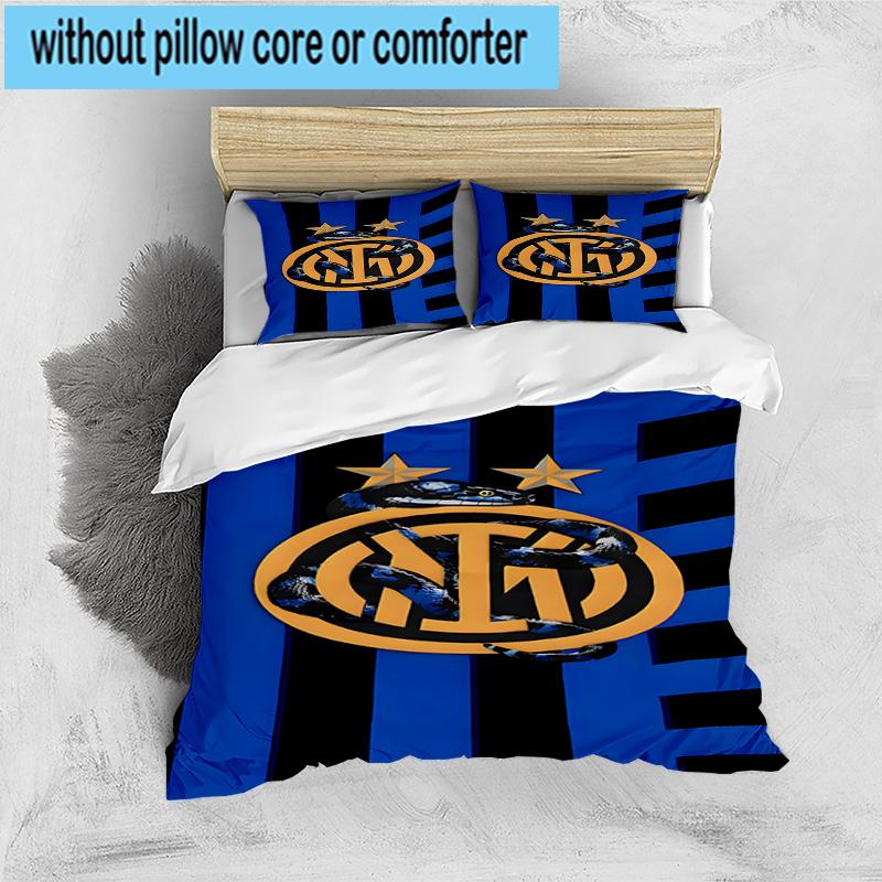 3 pezzi F.C. Set Biancheria da Letto Stampato Internazionale Milano Chiusura Copripiumino Include 1 Copripiumino & 2 Federe Set Biancheria da Letto Decorazioni per la Casa Regali