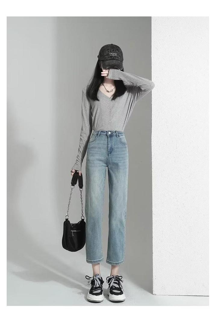 Women's High-Waist Slimming Straight-Leg Jeans - Spring/Summer 2025 Collection