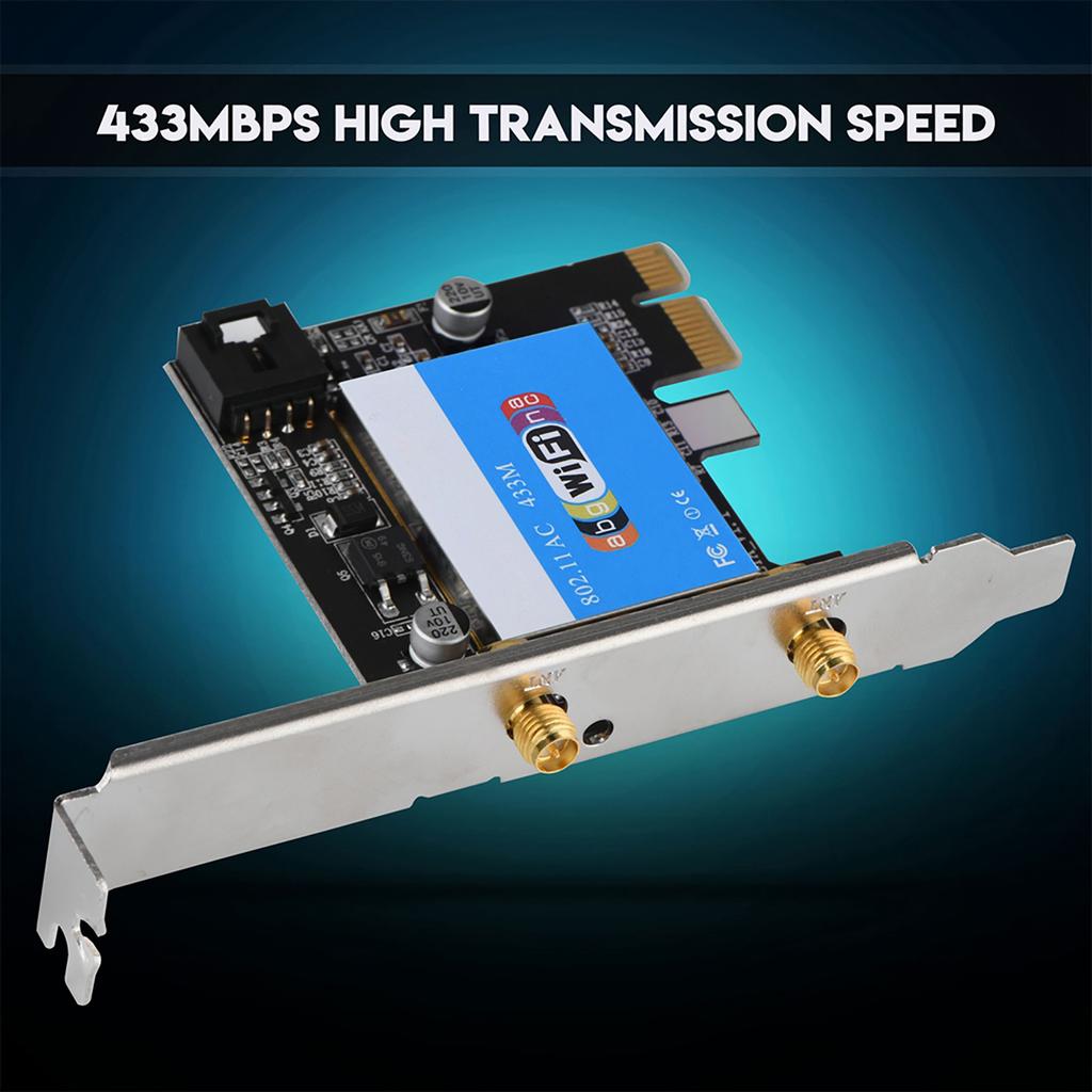 PCIE Network Card 433Mbps Dual Band 2.4g 5G for Bluetooth 4.0 for Bluetooth Network Card for Desktop