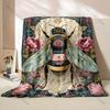 Ornamental Insect Floral Design Print Blanket Warm Soft Fluffy Kids and Adult Sofa Bed Throw Blanket for Home Travel Camping