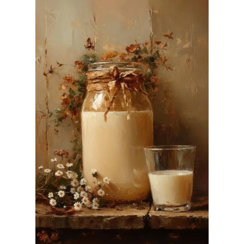 Vintage Tomatoes Spice Lemons Honey Jar Milk Glass Still Life Posters Canvas Printing Wall Art Picture for Kitchen Gifts