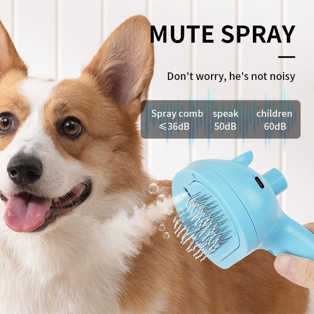 Steamy Pet Brush with Release Button Cat Grooming Brush Rechargeable Pet Grooming Brush for Long and Short Hair Dogs and Cats