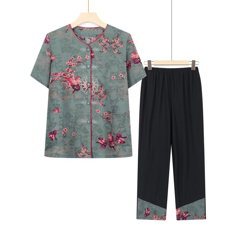 YUZHAOLIN Women's Summer Two-Piece Shirt Set for Middle-Aged & Elderly