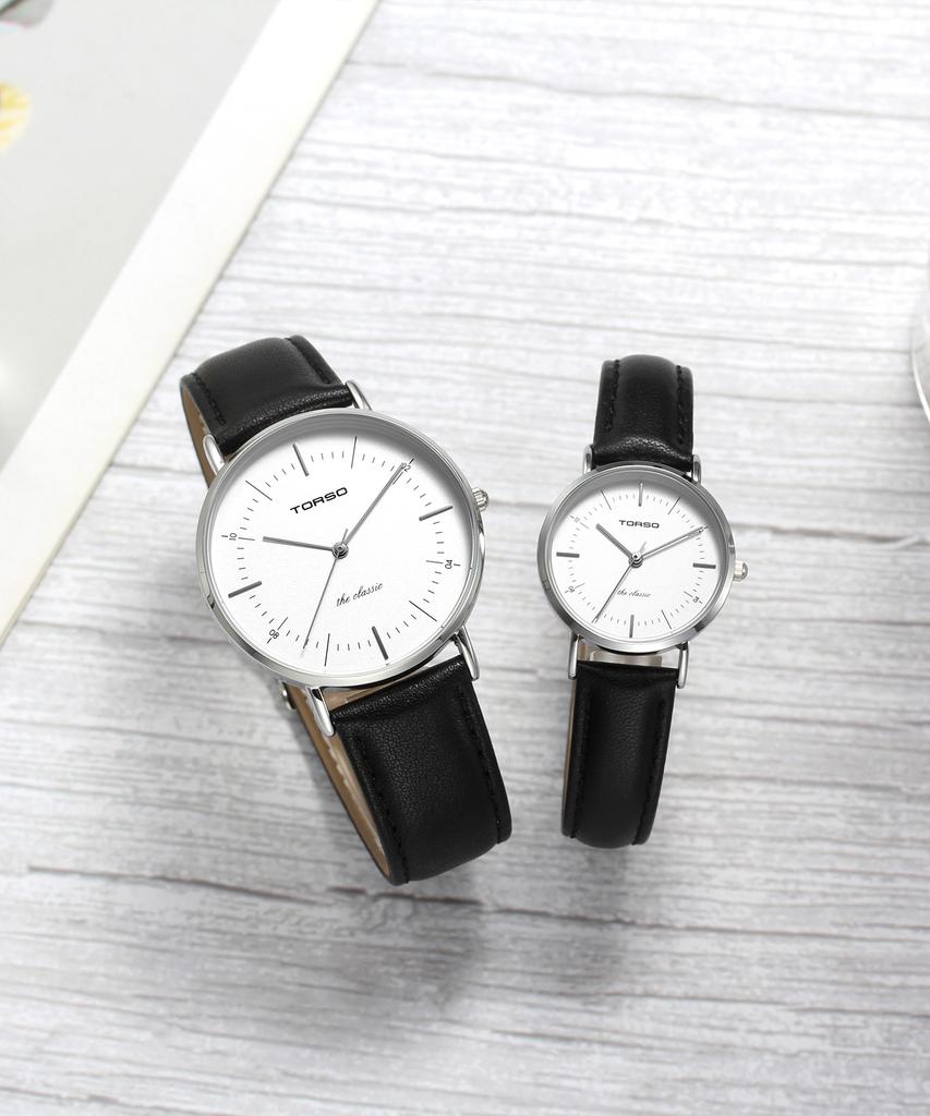 Toleuso T41L-Ssbk The Classic Quartz Couple Watch Men'S & Women'S Leather Watch