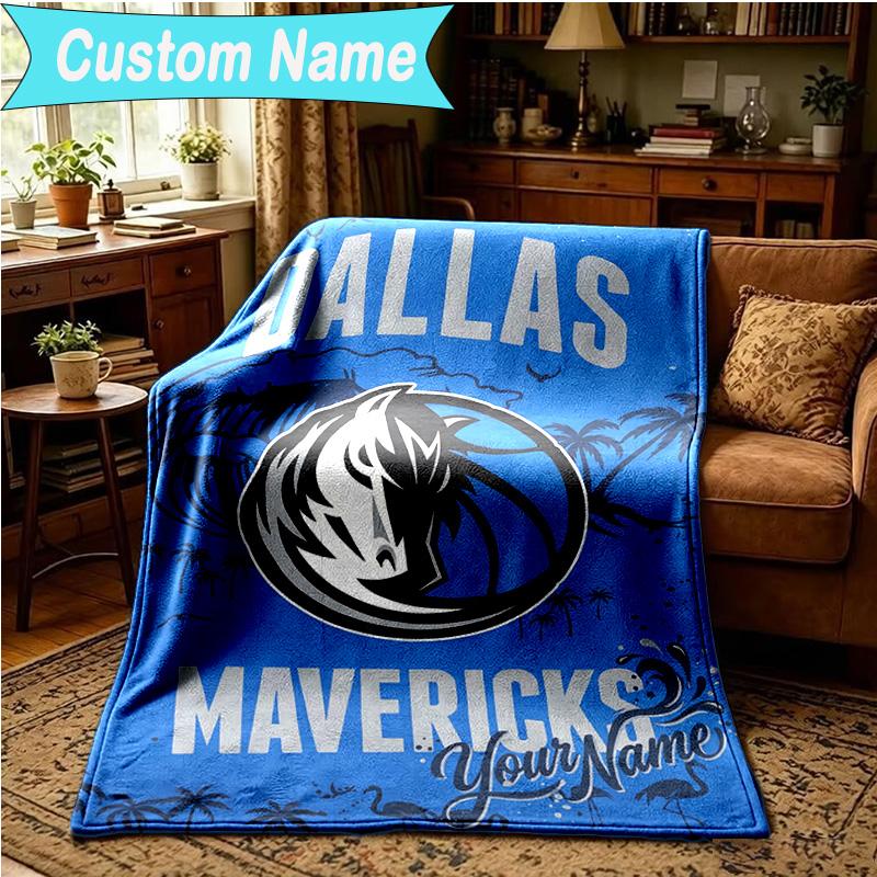 1PC Custom Name Blanket MAVERICKS BASKETBALL TEAM Flannel blankets Patterns Throw Blanket All-Season Soft Gift for Couch, Bed, Camping, Birthday gifts