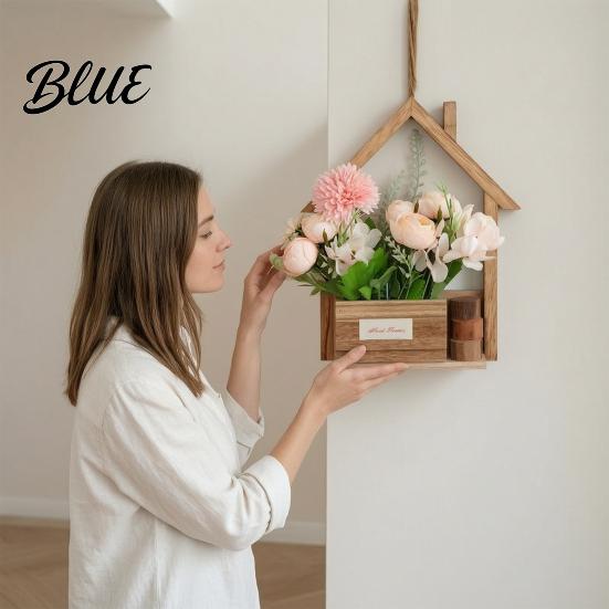 Wall Plant Holder for Entryway Wooden Planter Creative Hanging Flower Pot Basket Indoor Plants Mounted Planter Cafe Faux Flowers Rustic Decor Living