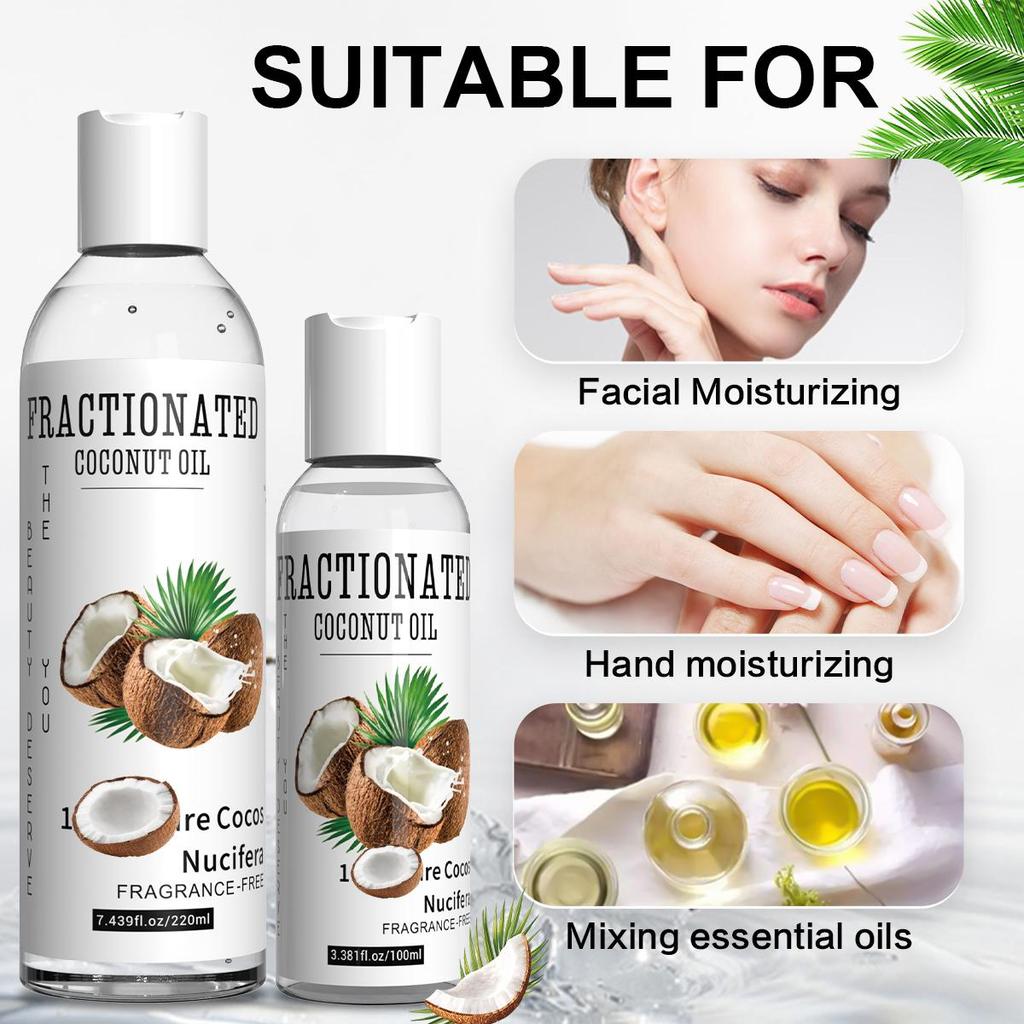 Natural Coconut Oil, Face Oil, - Facial Massage Essential Oil, Organic Cold Pressed Virgin Coconut Oil for Face, Hands, Cuticles & Hair-100/220ml