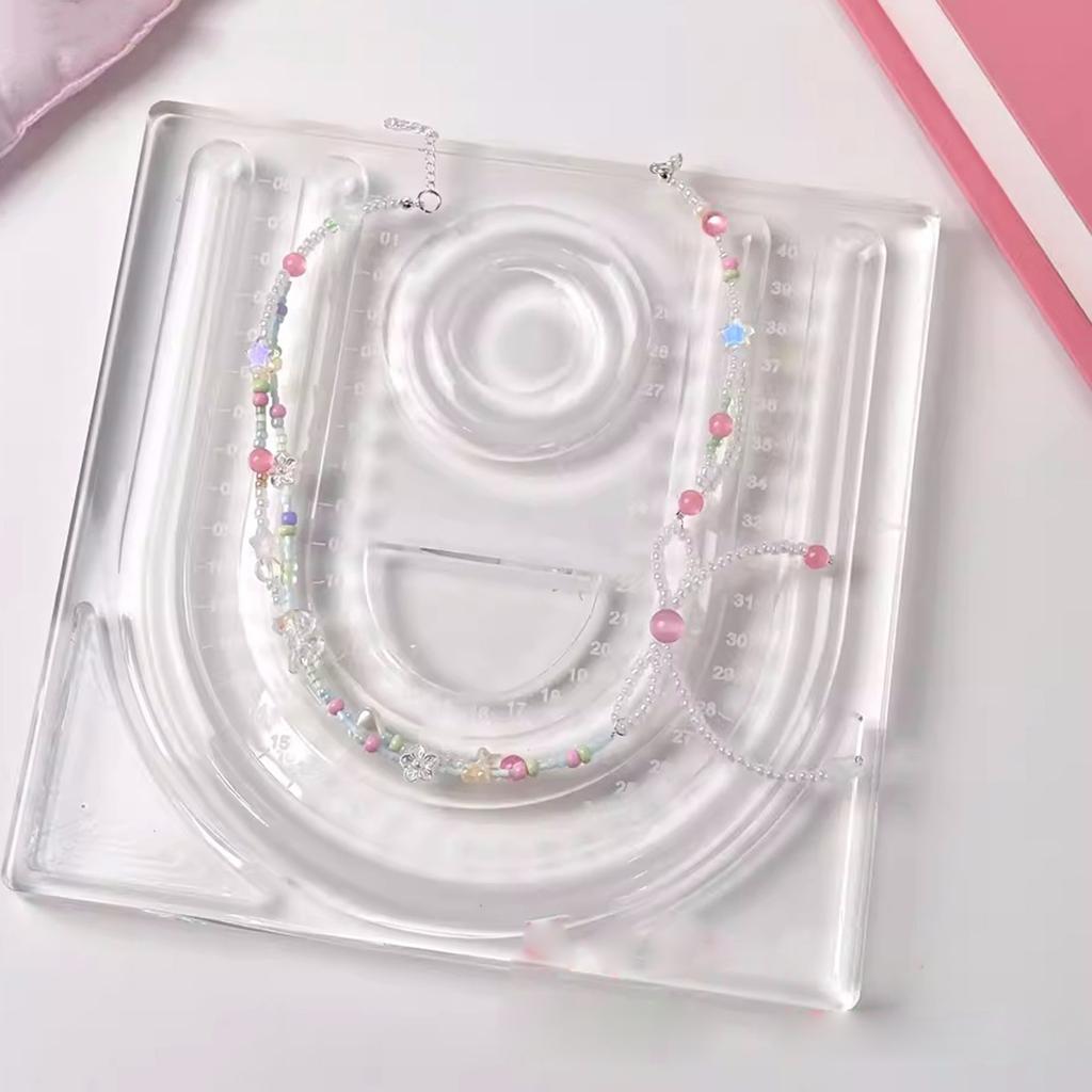 Acrylic Beading Board for Jewelry Making Bracelet and Necklace Designs Tray with Measuring Areas Beadwork Platform
