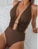 Women's Swimsuit Sexy Solid Color Halter Neck Strappy One-piece Swimsuit Bikini Beachwear