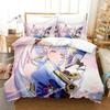 Game Genshin Impact Kamisato Ayaka Bedding Set Printed With Pillowcase Bed Duvet Cover Soft Single Double Queen Super King Size