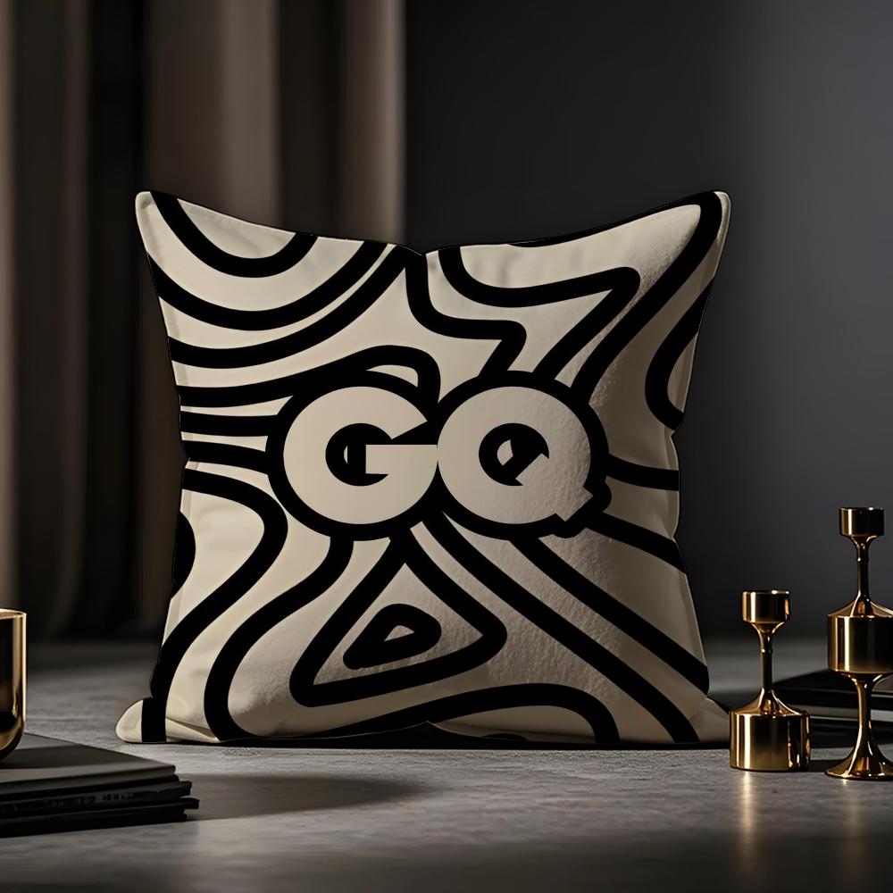 GQ Magazine Cushion Cover Anti-dustmite Pillowcase Invisible Zipper Silky Short Plush Sofa Cushion Cover