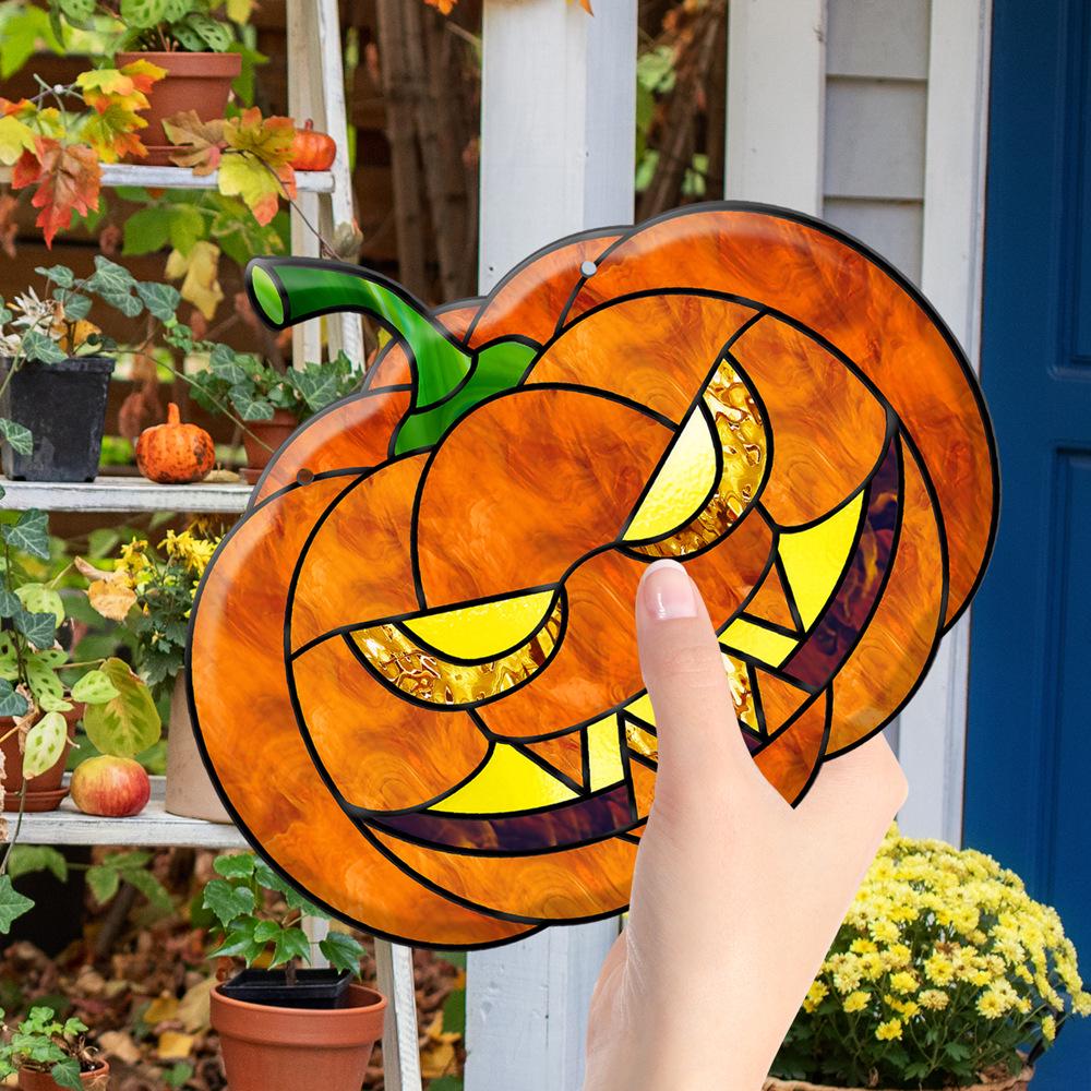 TYU100-109 Calabaza de Halloween Murciélago Cadena de Hierro Adorno Colgante para Decoración de Ventana o Porche