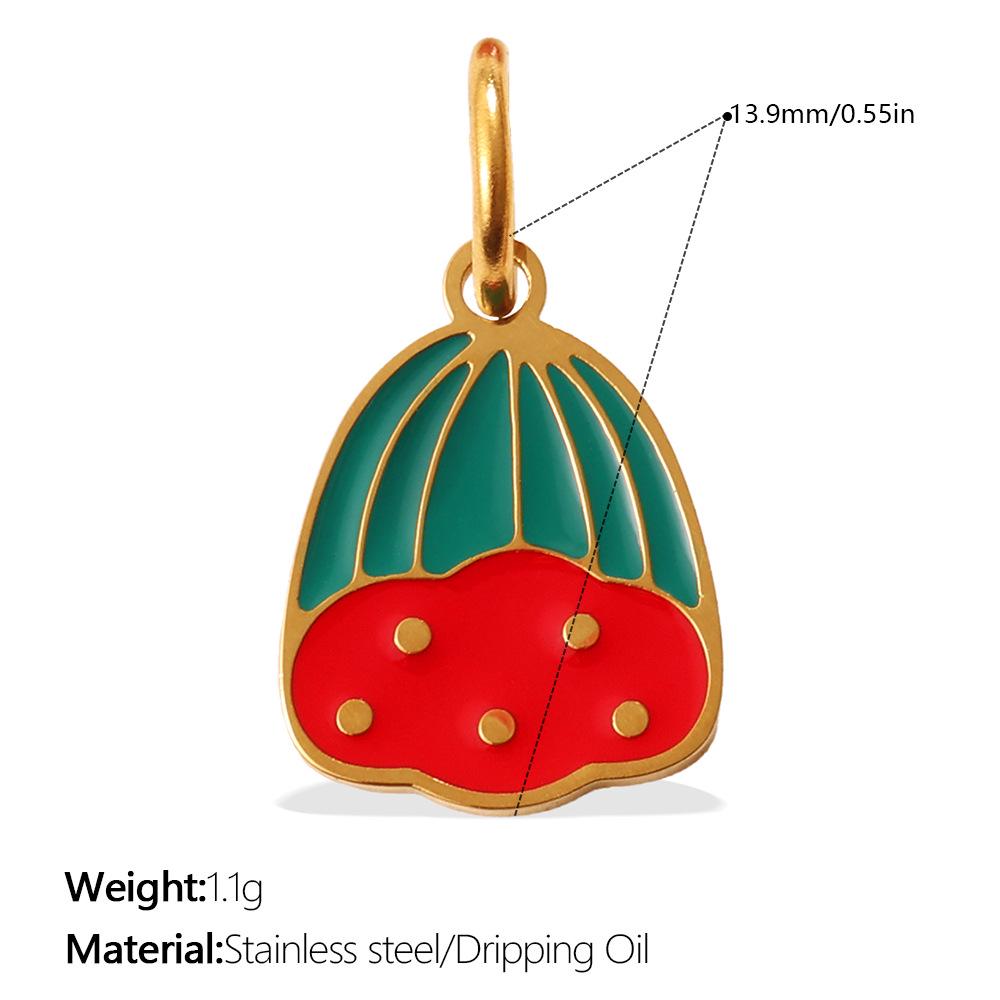 Fashionable Stainless Steel Fruit Series Strawberry & Watermelon Drip Oil Pendant Necklace/Bracelet