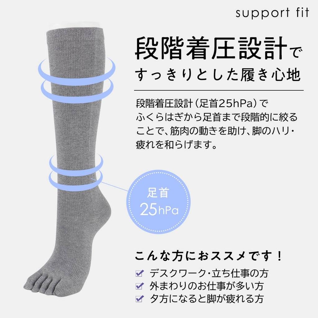 Naigai Comfort Cotton Blend Compression Socks Support Socks with Deodorizing Yarn in the Toes and Heels for a Smoothing 03022389 Women's (25hPa), Fit,