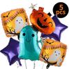 Halloween Balloons Party Decoration Supplies  5PCS Halloween Mylar Foil Pumpkins Balloons For Halloween Party Decorations Supplies