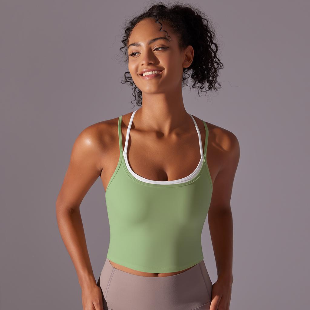 Auroth Back Cross Sports Vest Women Yoga Sports Bra Candy Color Fitness Top