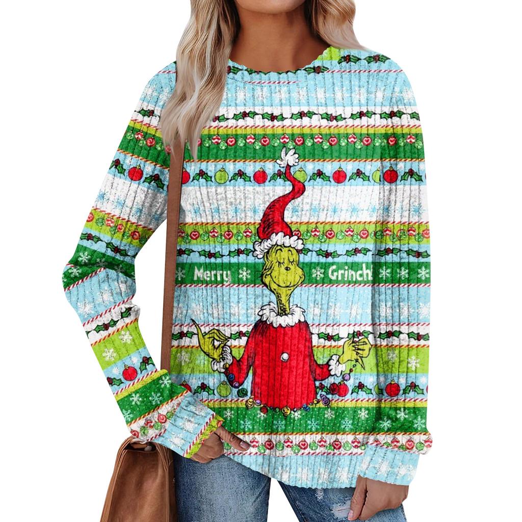 Women's Printed Lightweight Brushed-Cotton Round Neck Top