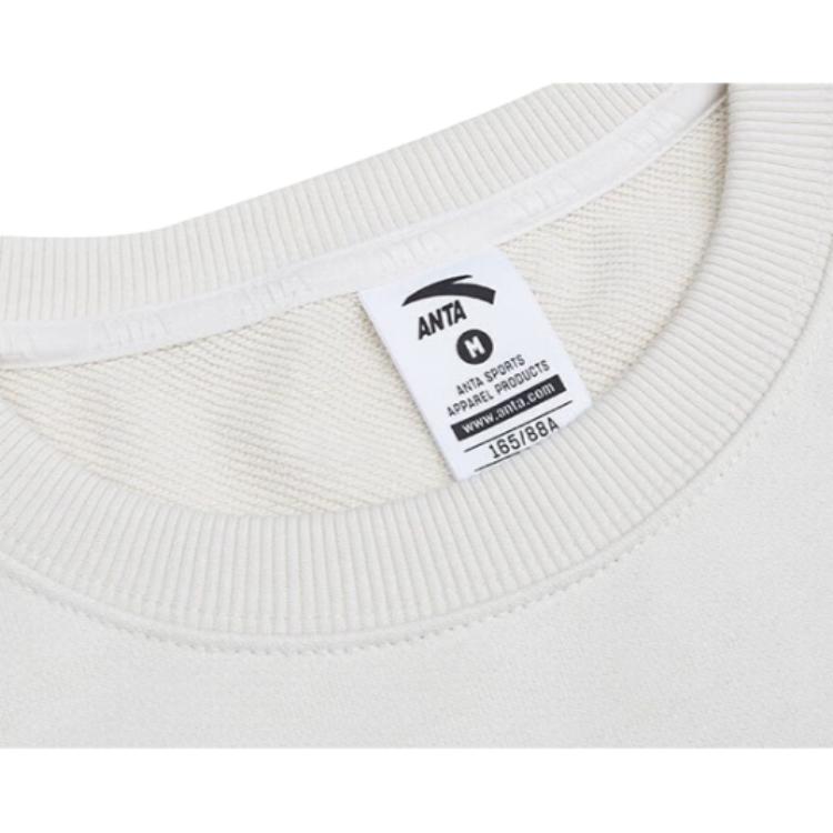 Anta Lifestyle Series Letter Round Neck Pullover Sweatshirt Women Sweatshirt Stone-White 162338707-1