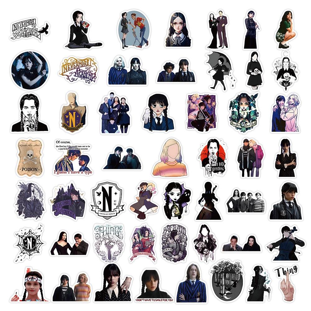 50100pcs Addams The Family Stickers Waterproof Reusable Gift Decor